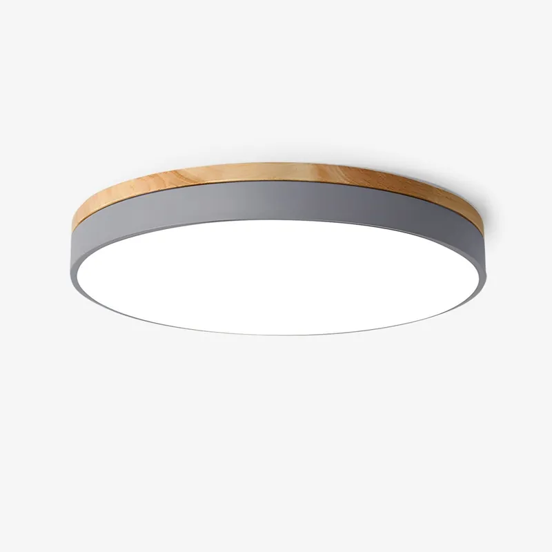 Moderne minimalistische runde Holz-Deckenlampe Solara