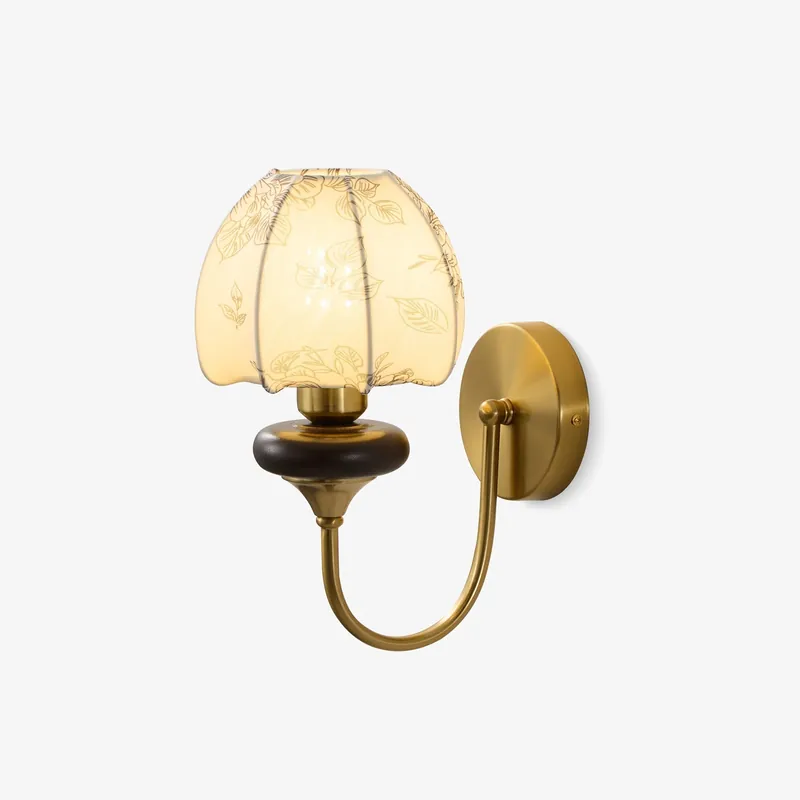 Amelie Florale Kunst-Metall-Holz-Wandlampe