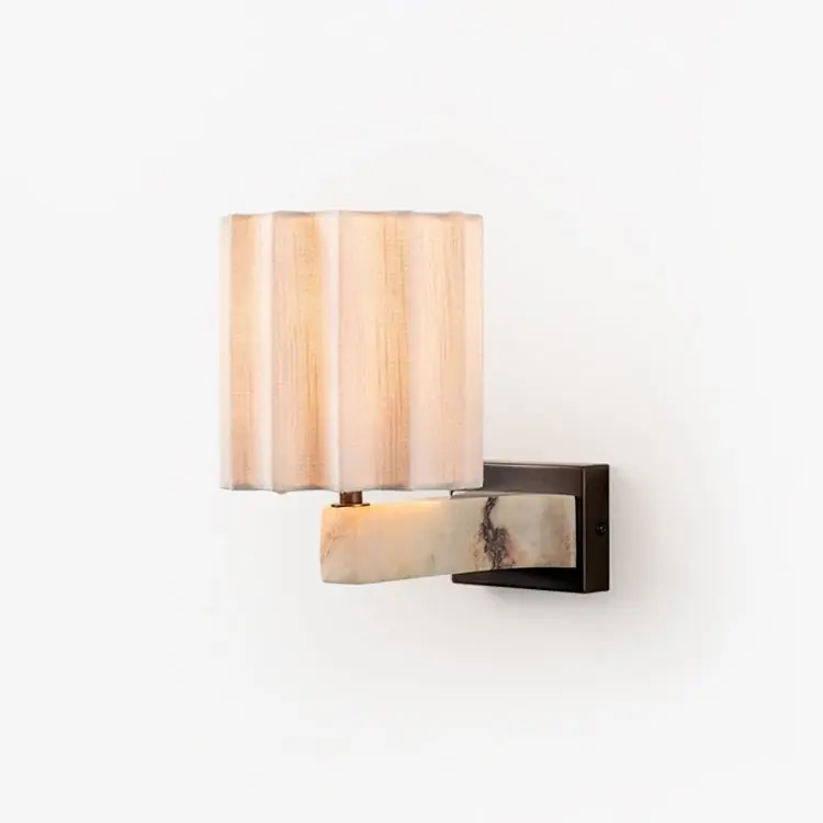 Texturiertes Lampenschirm Marmor Stoff Wandlampe