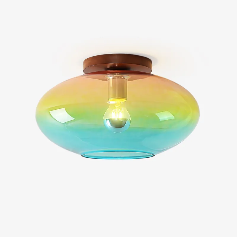 Tilio Künstlerisch Holz Glas Deckenlampe