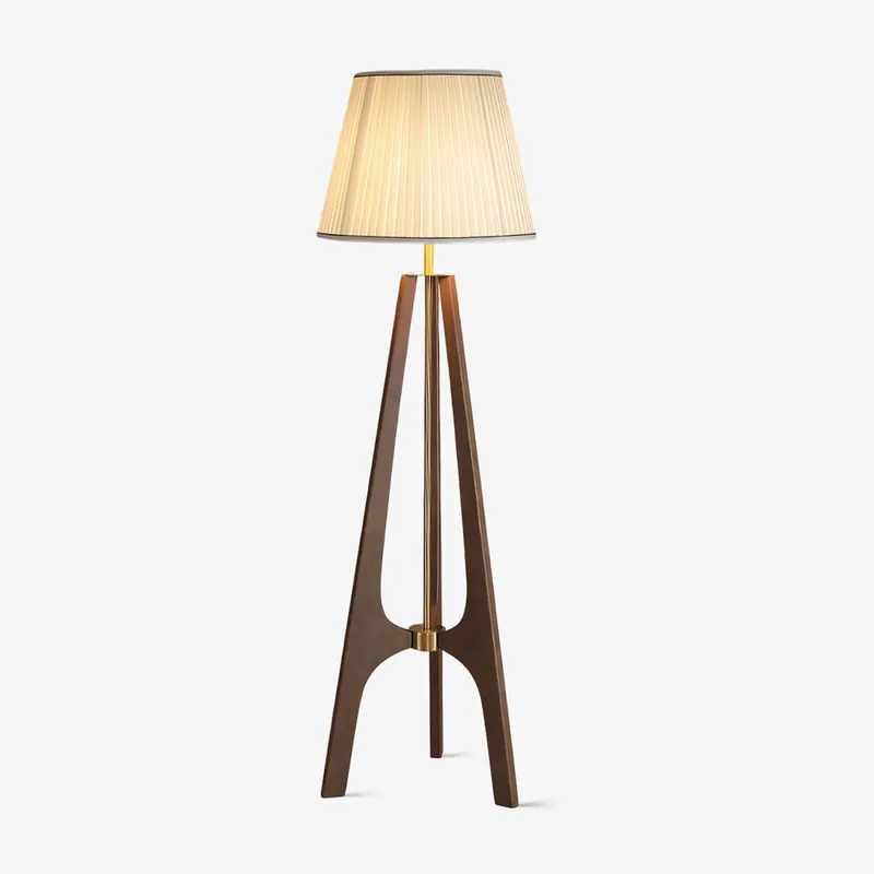 Trivelle Künstlerisch Dreibein Stoff Holz Stehlampe