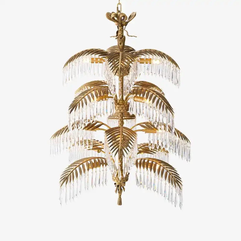 Palmera LED Kunst Künstlerisch Messing Kristall Kronleuchter