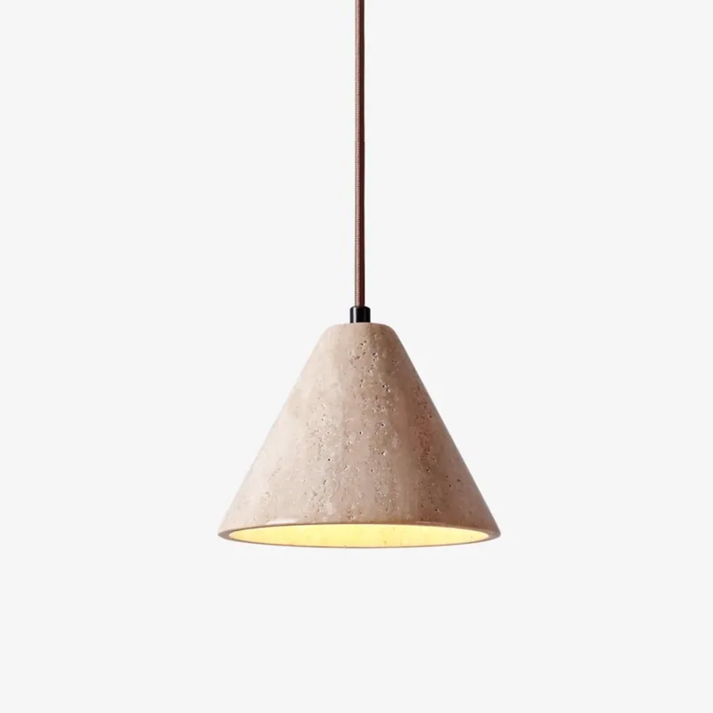 Solis Minimalistische Hängelampe aus Travertin in Kegelform