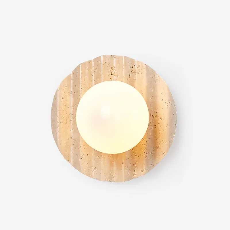 Selorar Minimalistische Wandleuchte aus Glas und Travertin