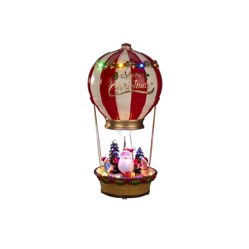 Père Noël en montgolfière 32cm