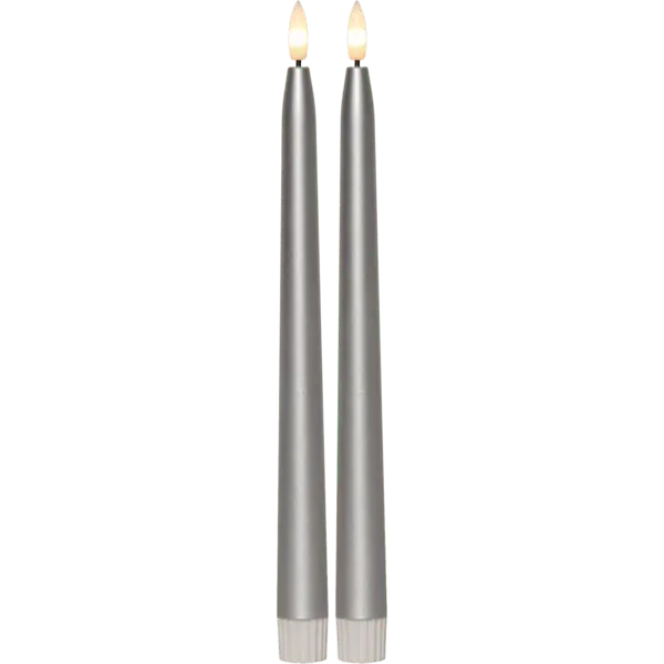 LED Bougie Cierge Flamme Metal 28cm