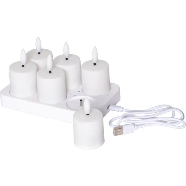 LED Bougie Chauffe-Plat Pack De 6 Flamme Charge Ensemble