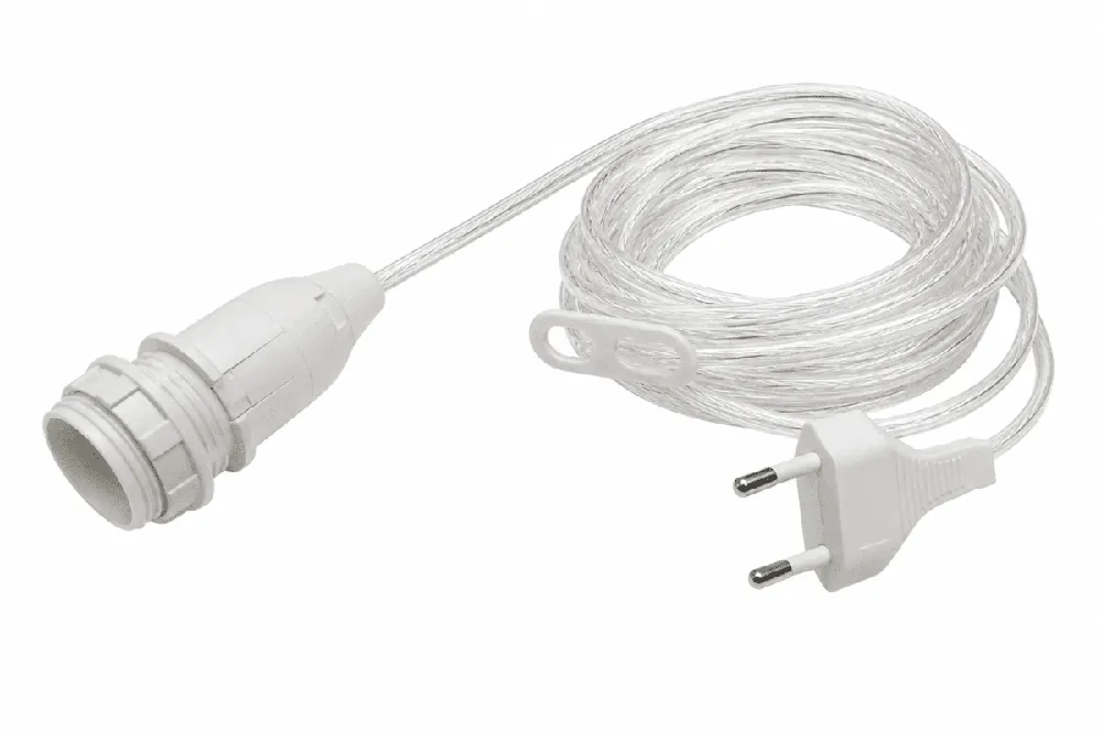 Cordon de lampe 5m avec interrupteur et prise