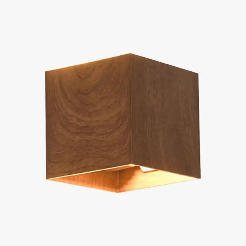 Applique murale Cube LED en bois et métal