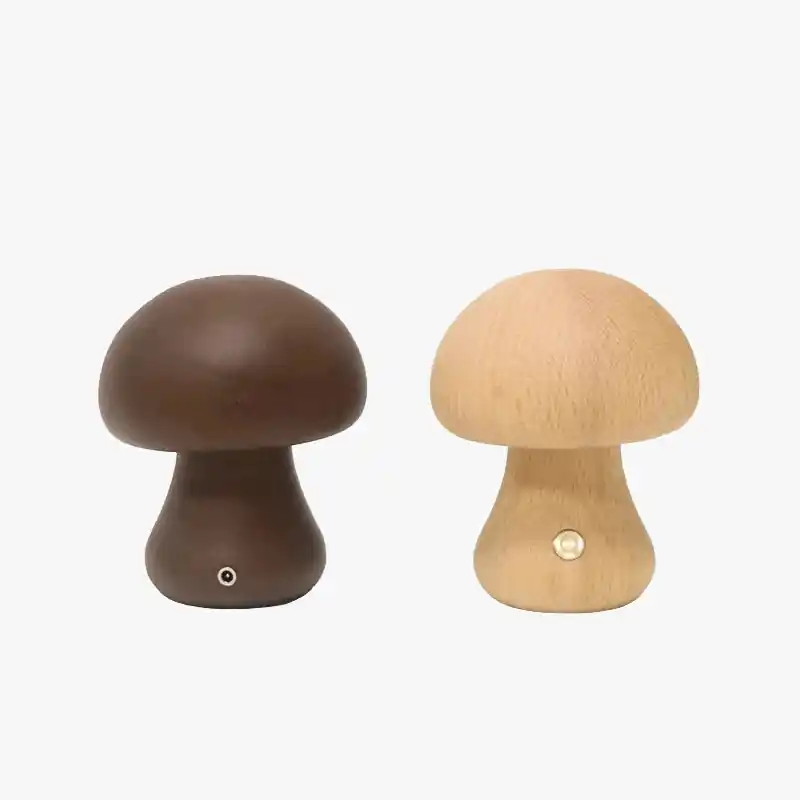 Veilleuse Tactile Champignon en Bois - Éclairage LED