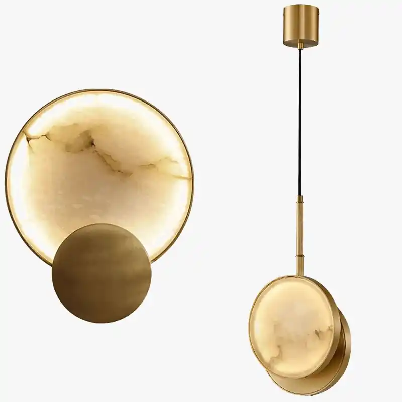 Suspension Luxe en Laiton et Marbre Dore