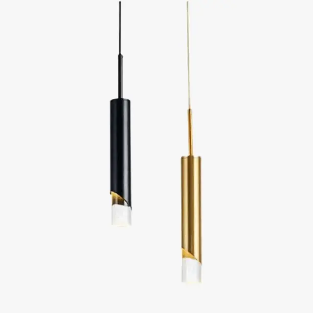 Suspension Tube Long: Dorée ou Noire