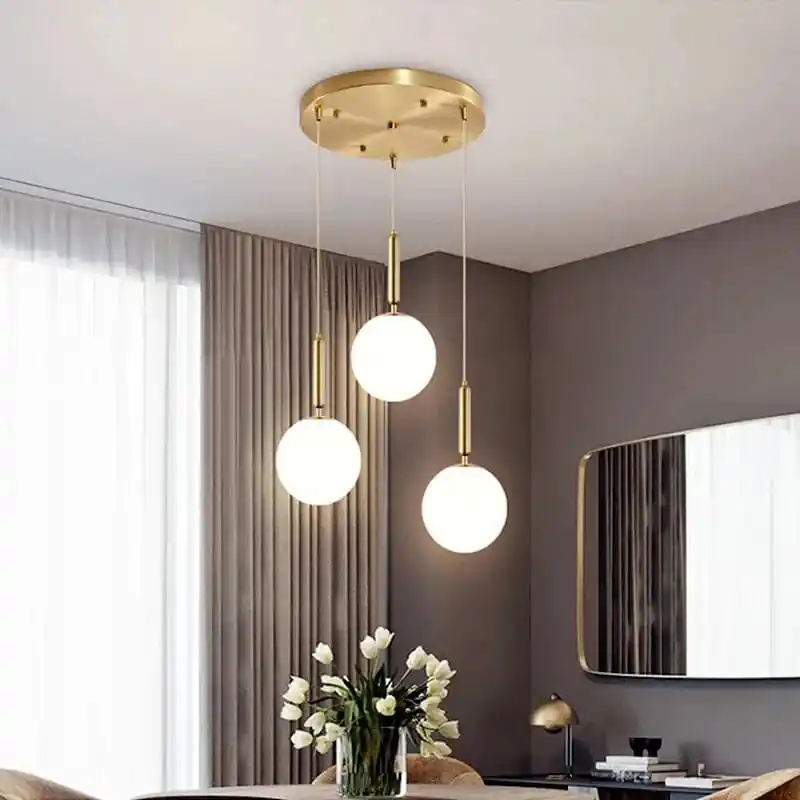 Suspension Luxe Laiton Noir Boule LED