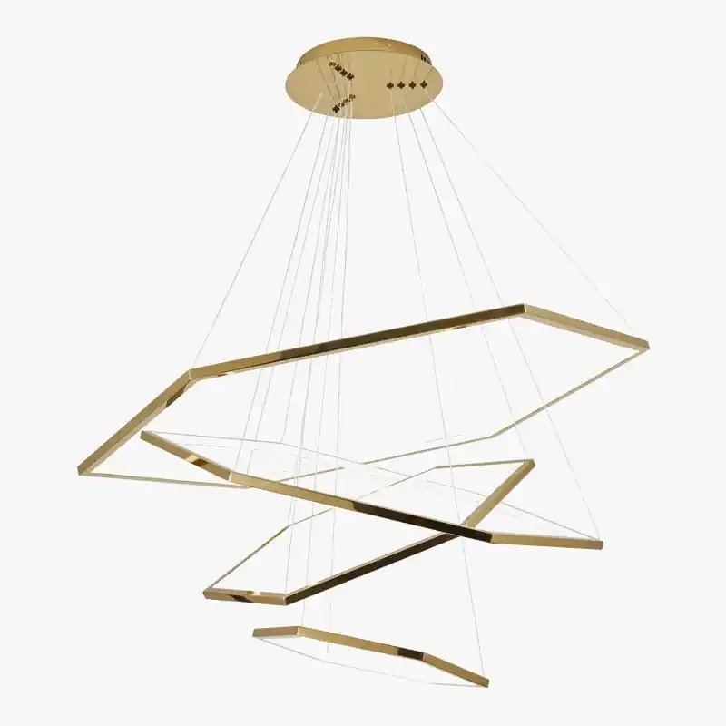Suspension hexagonale multi-niveaux : Élégance illuminée