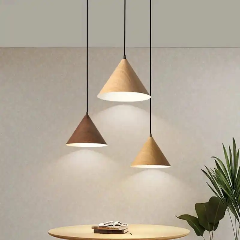 Suspension vintage en bois grain japonais.