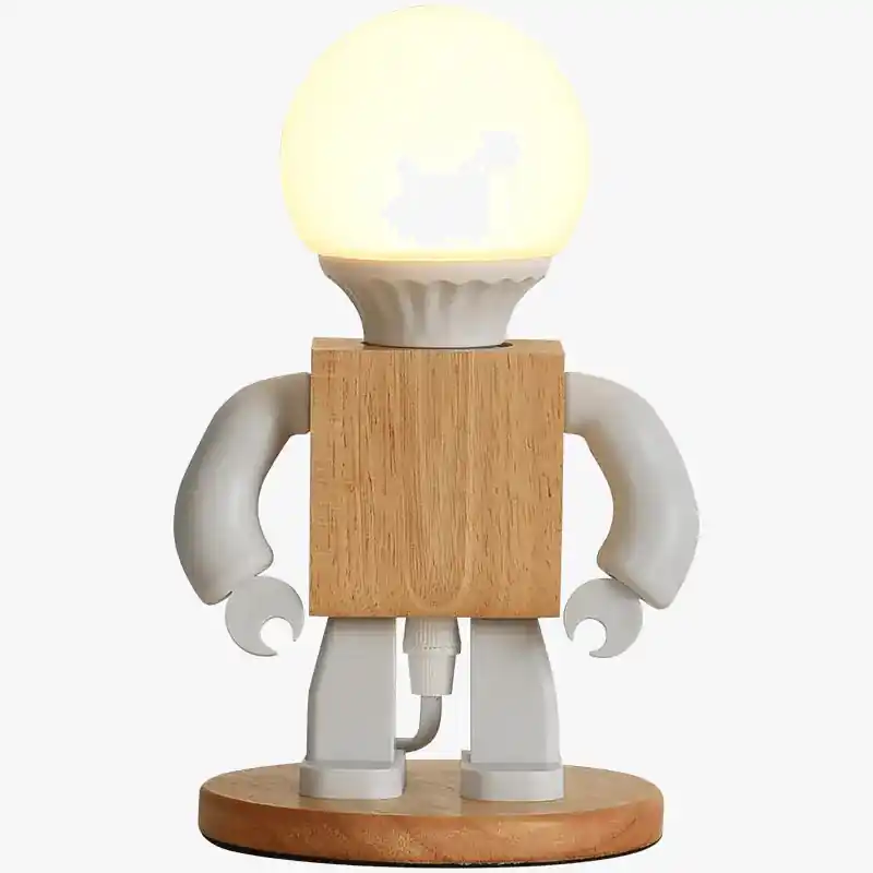Veilleuse Enfant LED en Bois Blanc Moderne