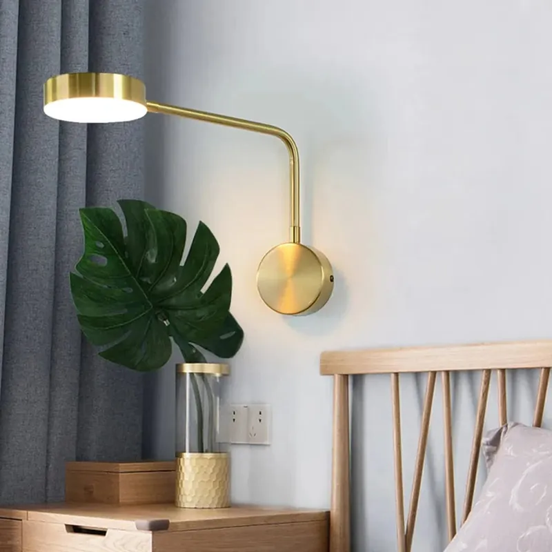 Applique murale LED dorée moderne minimaliste, angle réglable