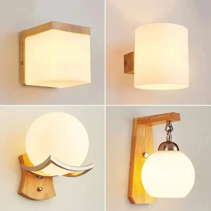 Applique murale design nordique bois-verre LED