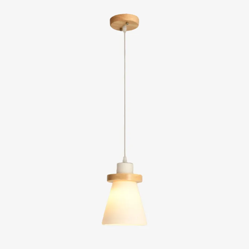 Suspension scandinave Kaylie LED en verre et bois