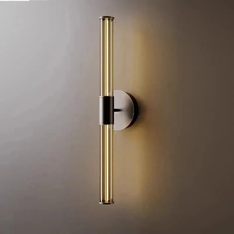 Applique murale industrielle en verre cuivré LED rétro minimaliste.