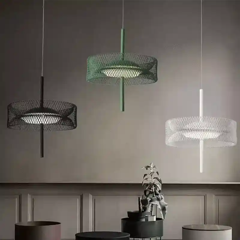 Suspension lumineuse nordique en filet design décorative cage en fer LED