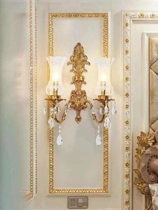 Applique Murale de Luxe en Cuivre Style Français Nordique Antique