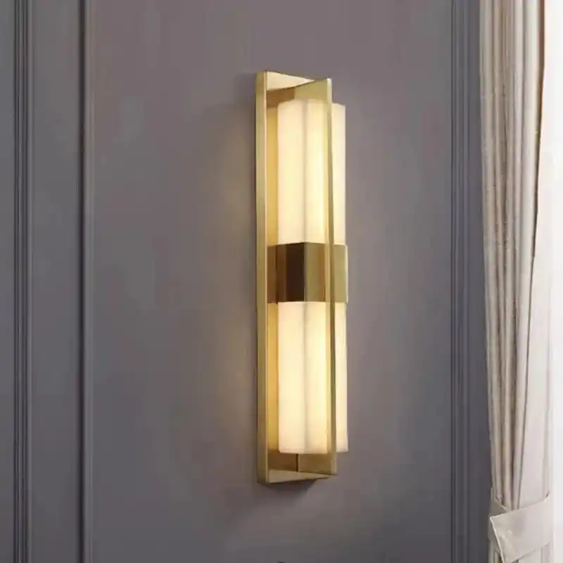 Applique Murale Cuboïde en Marbre Naturel avec LED