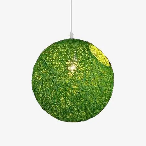Suspension Wicker en boule de tissu coloré