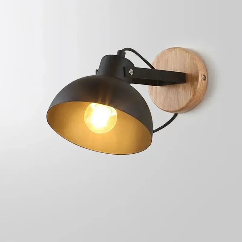 Applique murale industrielle moderne en bois avec éclairage LED décoratif