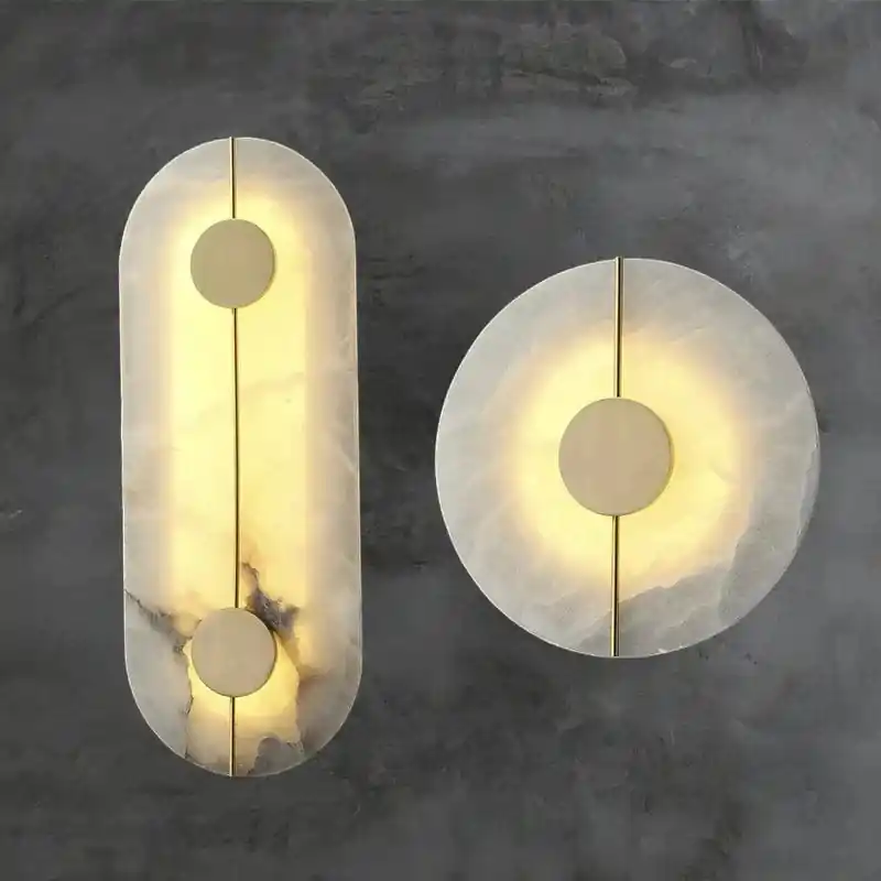 Applique murale LED design nordique en marbre et cuivre doré - Lux Lumières