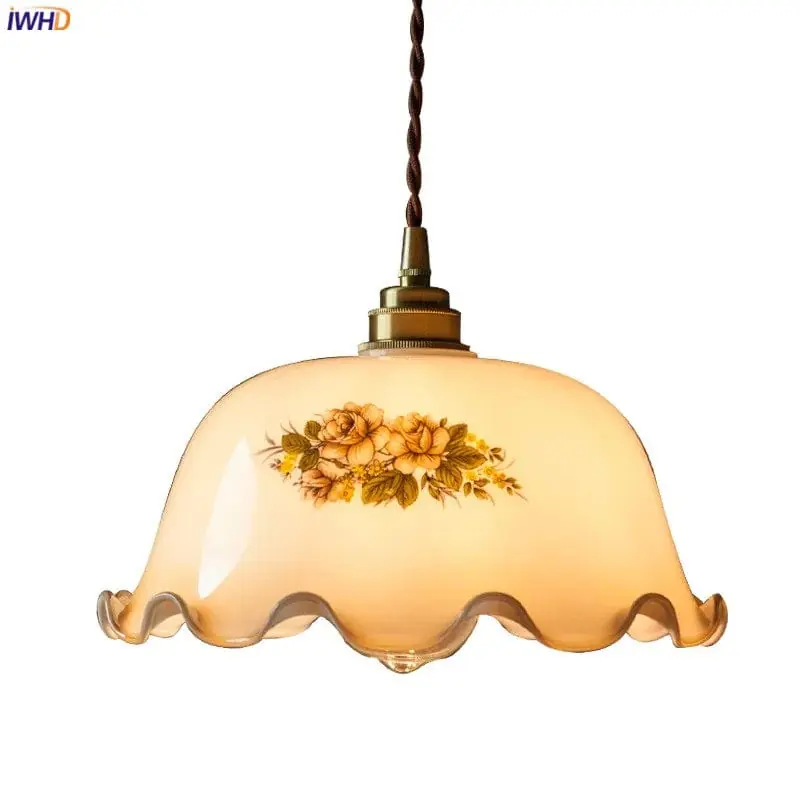 Suspension Vintage en Verre Fleur LED pour un Intérieur Élégant