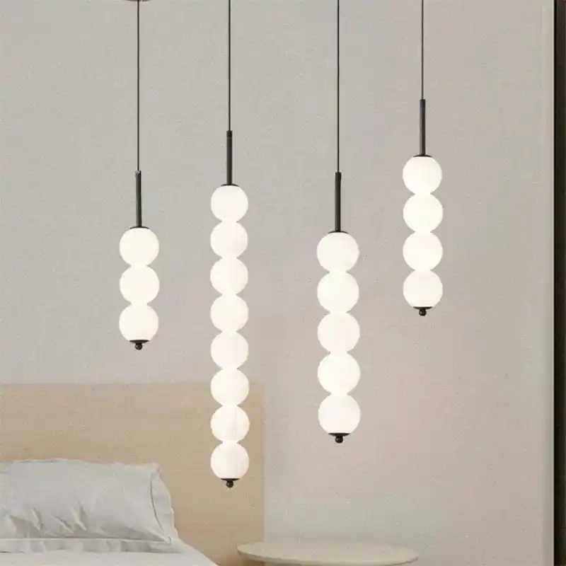 Suspension design boules en verre nordique LED cuivre Vent Gourde Décoration