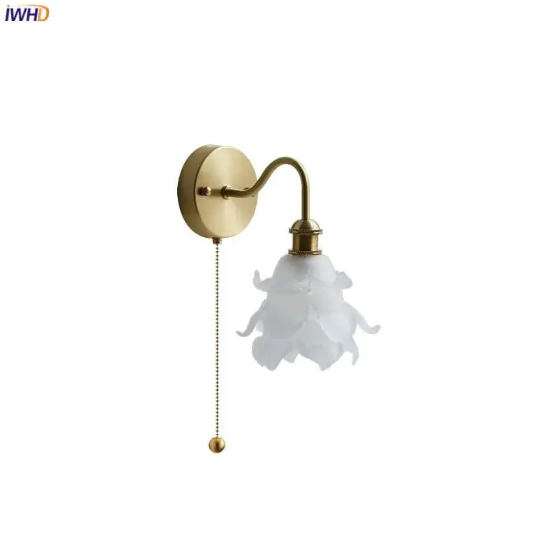 Applique murale Fleur de Verre Cuivre avec Chaîne LED pour Chambre, Salle de Bain et Escalier - Style Nordique Moderne
