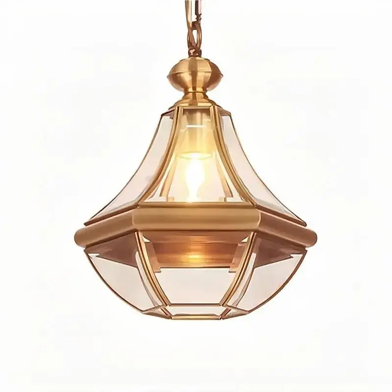 Suspension extérieure Style américain Rustique en cuivre plein Étanche pour Villa Porche Solarium\\/Couloir\\/Balcon Pavillon Pavillon Lampe en Laiton