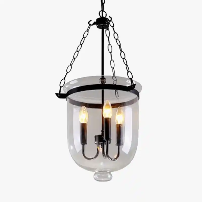 Suspension en verre transparent noir\\/rouille