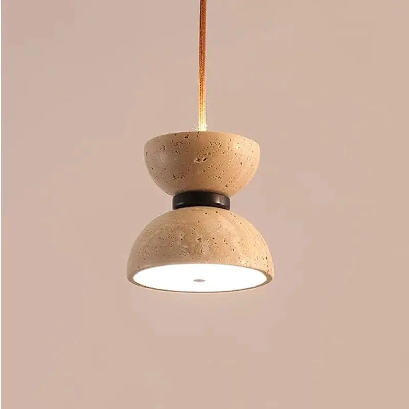 Suspension Luminaire Nordique Crème Travertin LED pour Chambre à Coucher