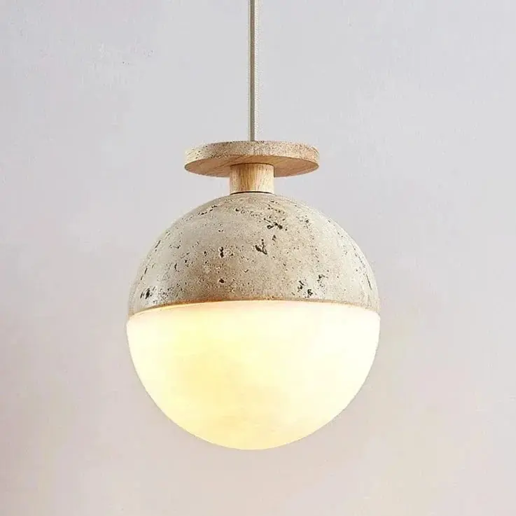 Suspension LED Style Crème - Chambre Chevet Petite Maison Enfants Rome Décoration Pierre Ronde