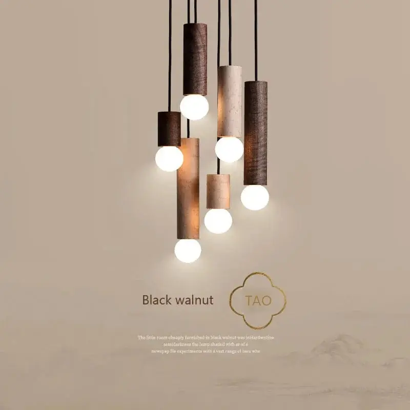 Suspension nordique noyer noir - Luminaire japonais chic