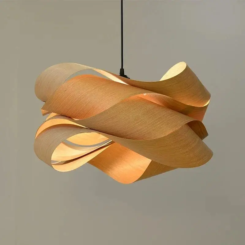 Suspension Style Vintage chinois en bois avec décor LED pour chambre à coucher et salon