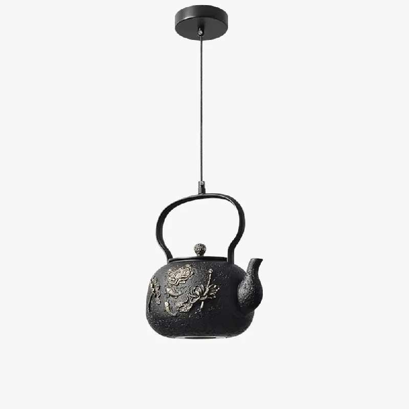 Suspension Luminaire Design pour Déco Loft Cuisine Salle à Manger - Théière Rétro Vintage en Résine, Asie du Sud-Est LED Suspendue