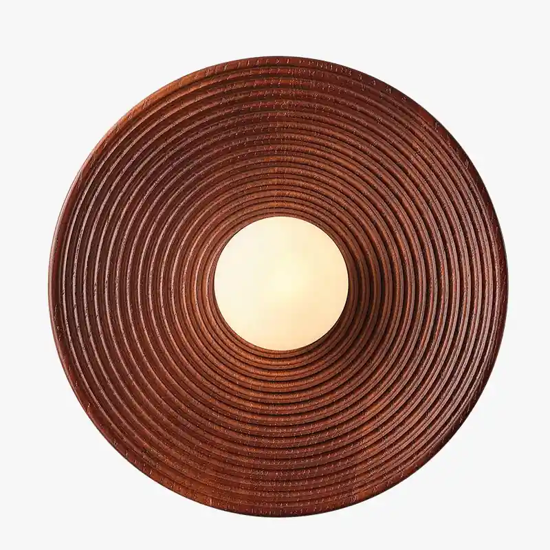Applique murale japonaise Wabi-sabi Vintage circulaire en bois luminaire LED G9