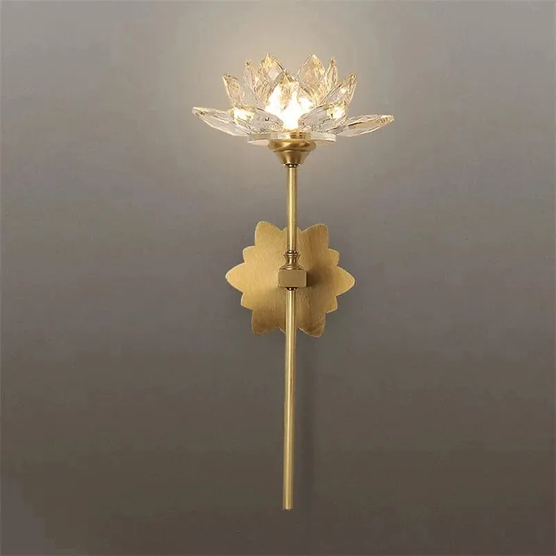 Applique murale LED de luxe en cristal en forme de lotus