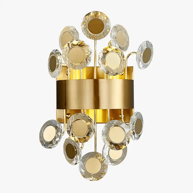 Applique murale design moderne pour chambre à coucher en cristal or brossé LED