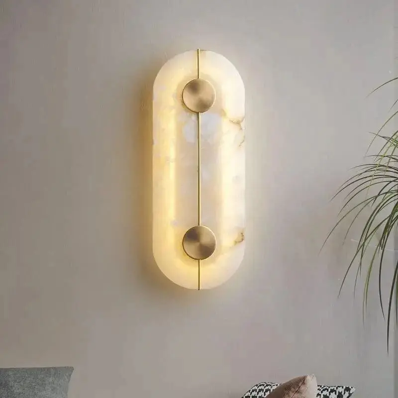 Applique murale LED Infinity en marbre et cuivre doré