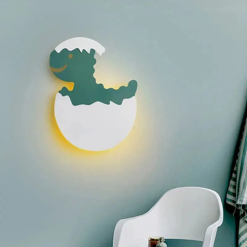 Applique murale LED enfant dinosaure en forme d'œuf - Design animé pour chambre d'enfant
