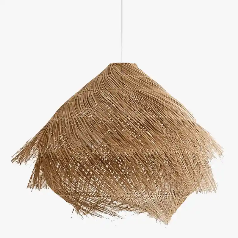 Suspension lumineuse Japonais Wasabi en Rotin avec Led pour Salle à Manger