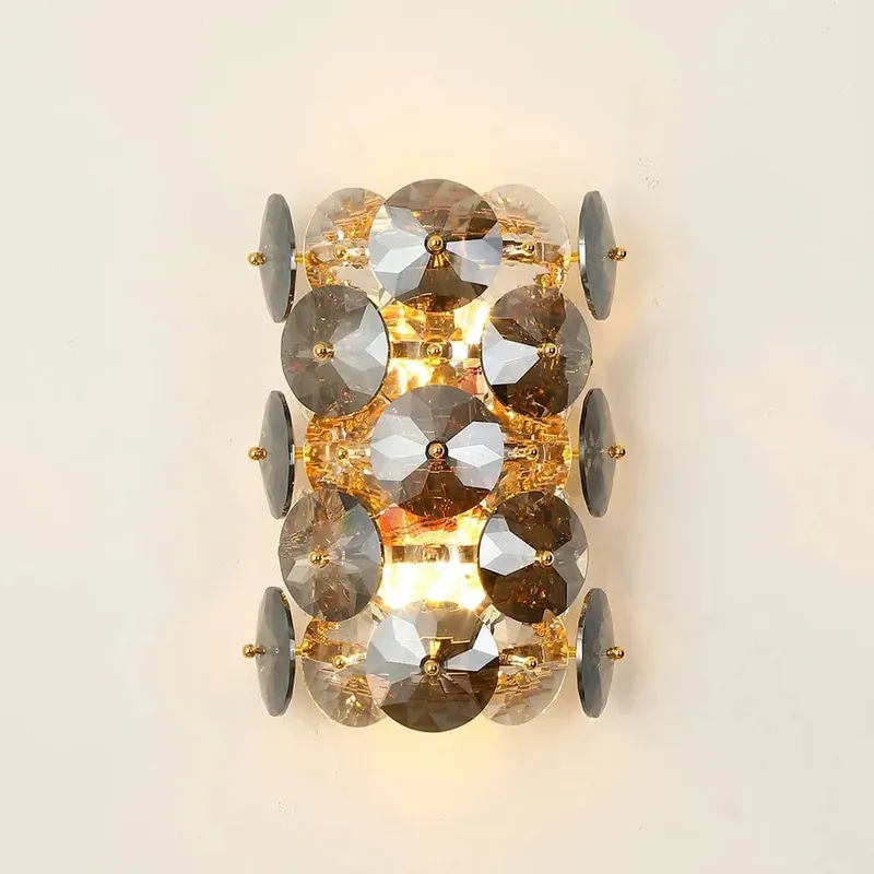 Applique murale LED en fumée gris cristal pour chambre et salon