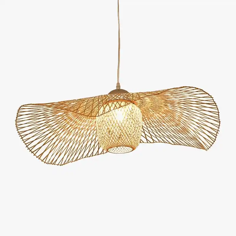 Suspension en bambou de style japonais pour une ambiance zen dans votre salle à manger de restaurant (ampoule E27 incluse)