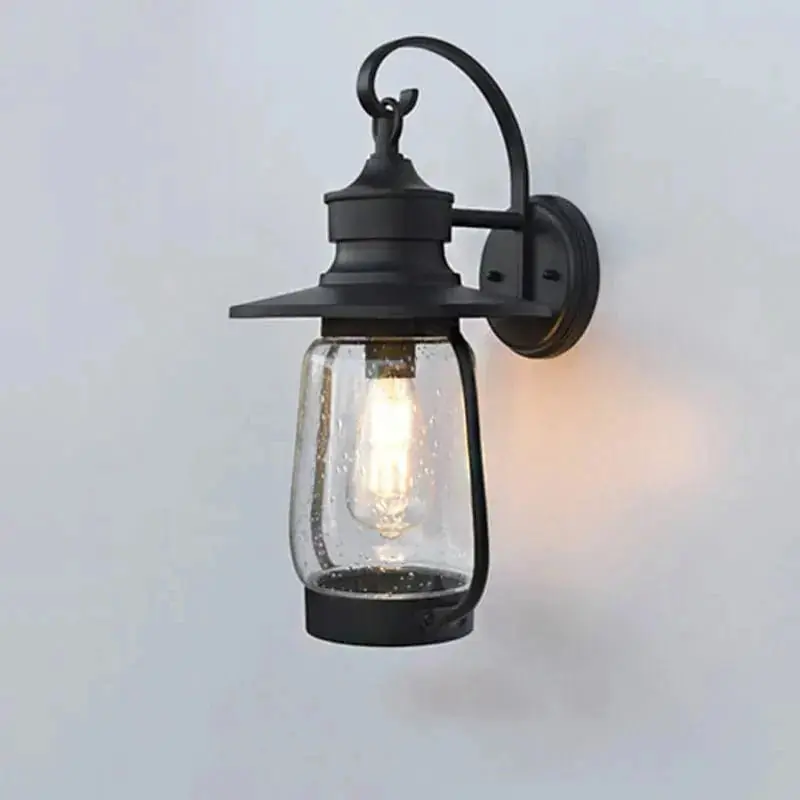 Applique murale extérieure européenne étanche jardin Villa entrée cour porche lumière rétro cheval lumières balcon verre E27 éclairage - Marque Lumina Europe