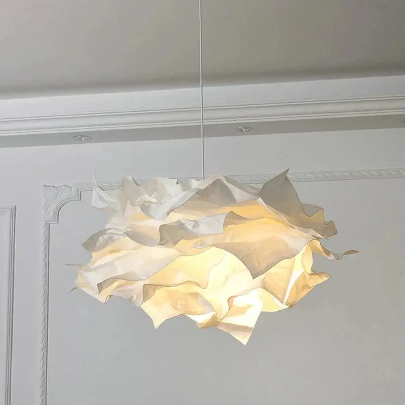 Suspensions artisanales pour éclairage de magasin : Lampe suspendue en papier blanc - Luminaire de plafond E27